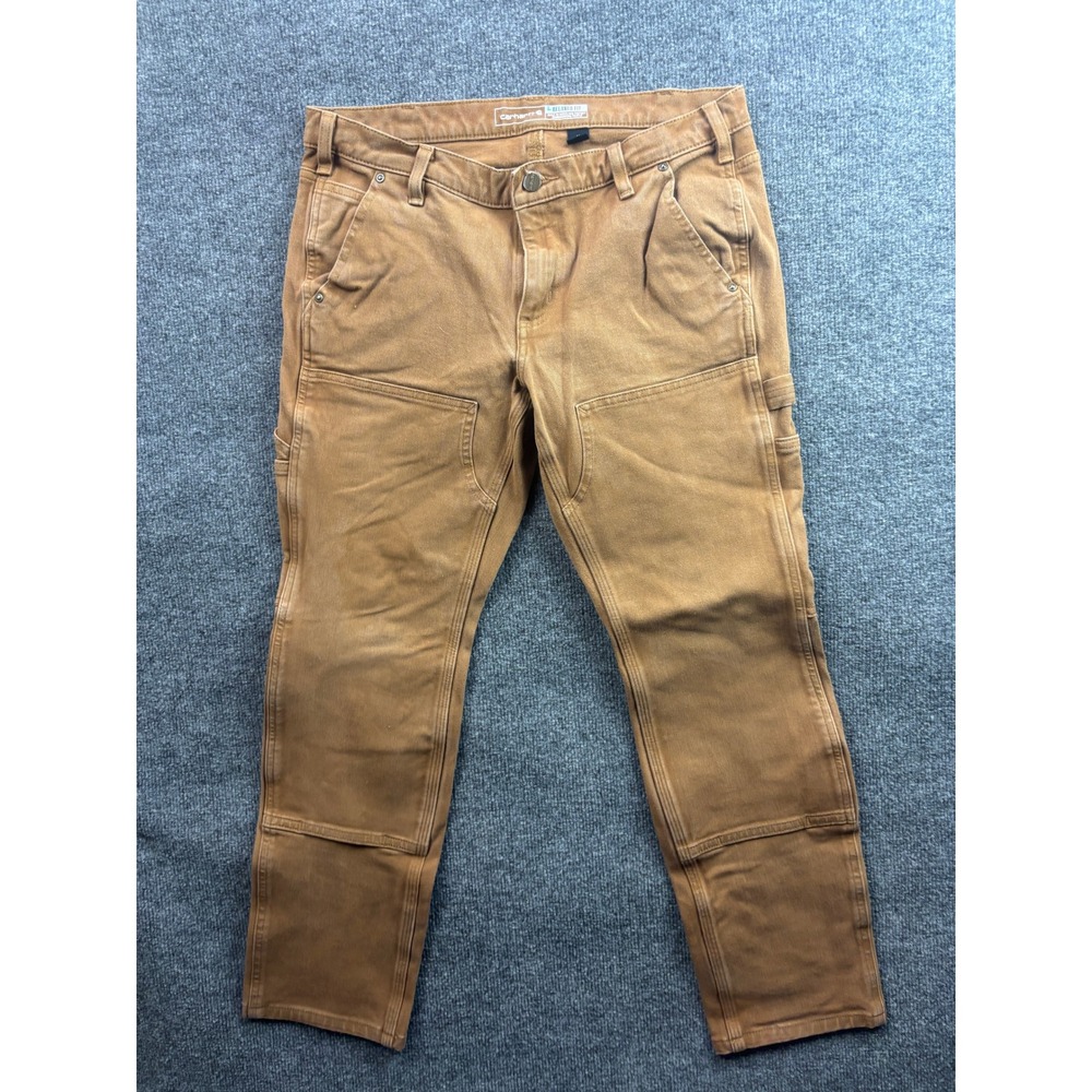 Carhartt Work Pants Womens 10 Brown Relaxed Fit Double Front Utility Trousers